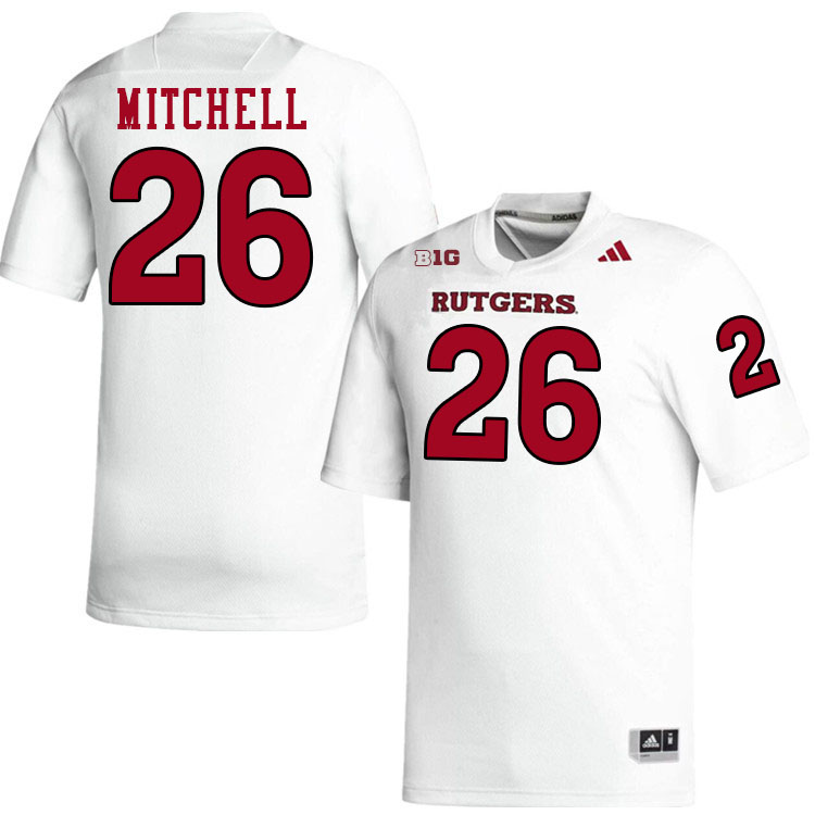 Rutgers Scarlet Knights #26 Terrell Mitchell College Football Jerseys Stitched-White